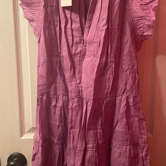 NWT Sea New York Lavender Micah Solid Ramie Flutter Sleeve Dress, XXS - Picture 11 of 14